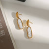 Wholesale Women's Stainless Steel Geometric Pearl Earrings With Electroplating And Quiet Design Sense
