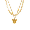 Wholesale Women's 316L Stainless Steel Geometric Pendant Double Necklace 18K Gold Plated Jewelry