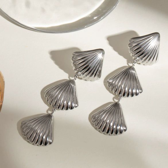 Wholesale Women's Stainless Steel Geometric Pendant Earrings With Electroplating And Original Minimalist Design