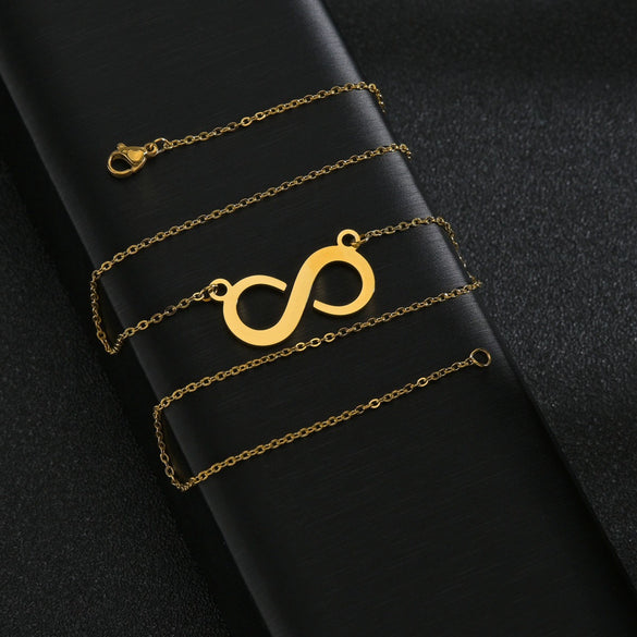 Wholesale Women's Stainless Steel Geometric Pendant Ochain Necklace With Polishing Plating