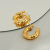 Wholesale Women's 316L Stainless Steel Geometric Personality Design Electroplated Lava Bump Texture Earrings