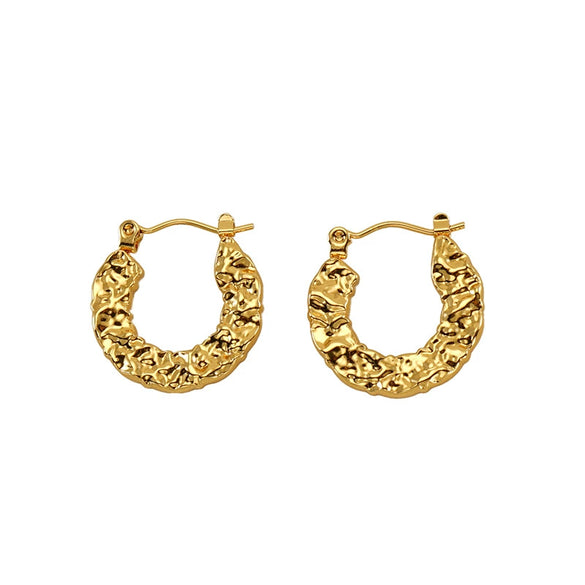 Wholesale Women's 316L Stainless Steel Geometric Personality Design Electroplated Lava Bump Texture Earrings