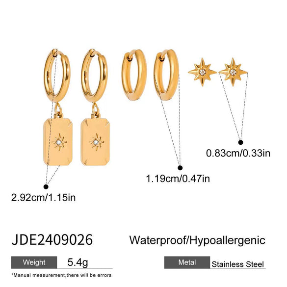 Wholesale Women's Stainless Steel Geometric Plain Ring Earrings With Electroplating