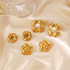 Wholesale Women's Stainless Steel Geometric Plant Flower Electroplated Earrings
