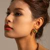 Wholesale Women's Stainless Steel Geometric Pleated Exaggerated Retro Earrings With Electroplating