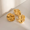 Wholesale Women's Stainless Steel Geometric Pleated Round Earrings Jewelry With Electroplating
