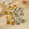 Wholesale Women's Stainless Steel Geometric Pleated Texture Electroplated Earrings