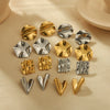 Wholesale Women's Stainless Steel Geometric Pleated Texture Electroplated Earrings