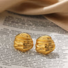 Wholesale Women's Stainless Steel Geometric Pleated Thread Sunflower Hammered Earrings With 18K Gold Electroplating