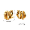 Wholesale Women's Stainless Steel Geometric Pleated Thread Sunflower Hammered Earrings With 18K Gold Electroplating
