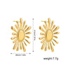 Wholesale Women's Stainless Steel Geometric Pleated Thread Sunflower Hammered Earrings With 18K Gold Electroplating