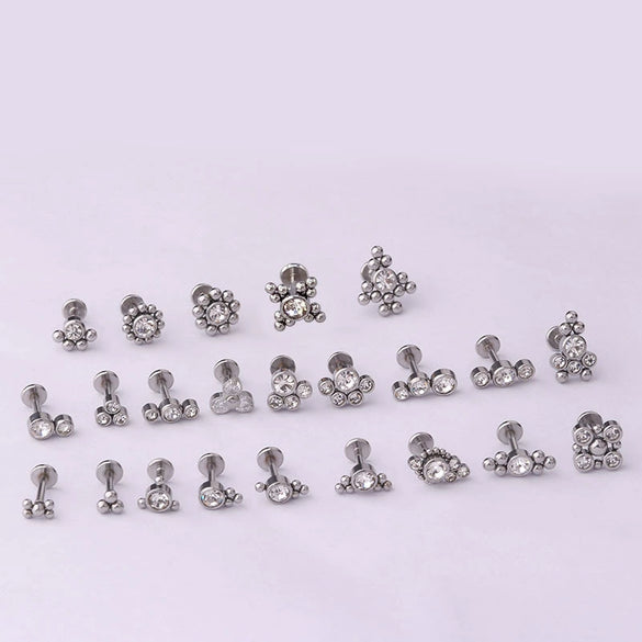 Wholesale Women's Stainless Steel Geometric Puncture Earrings With Electroplating Treatment