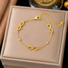 Wholesale Women's Stainless Steel Geometric Real Gold Plated Bracelet Jewelry