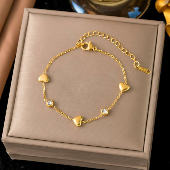 Wholesale Women's Stainless Steel Geometric Real Gold Plated Bracelet Jewelry