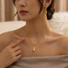 Wholesale Women's Stainless Steel Geometric Real Gold Plated Snake Bone Chain Water Drop Necklace Light Luxury Style