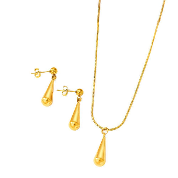 Wholesale Women's Stainless Steel Geometric Real Gold Plated Snake Bone Chain Water Drop Necklace Light Luxury Style