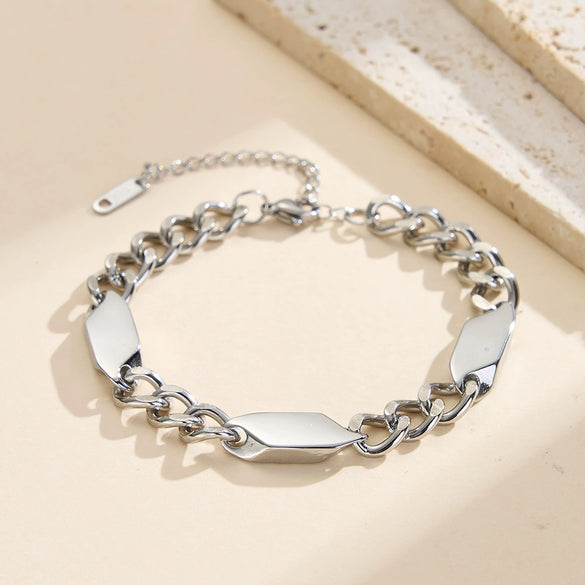 Wholesale Women's Stainless Steel Geometric Real Gold Plated Vintage Bracelet Jewelry