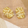Wholesale Women's Stainless Steel Geometric Rectangular Pleated Stamped Earrings