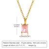 Wholesale Women's Stainless Steel Geometric Rectangular Zircon Pendant Necklace With Gold Electroplating And Ochain