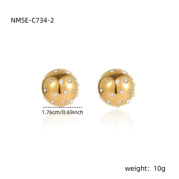 Wholesale Women's Stainless Steel Geometric Retro Fashion Diamond Earrings With Electroplating