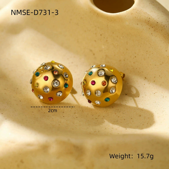 Wholesale Women's Stainless Steel Geometric Retro Fashion Diamond Earrings With Electroplating