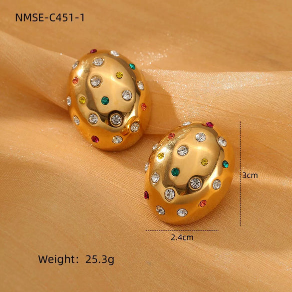 Wholesale Women's Stainless Steel Geometric Retro Fashion Diamond Earrings With Electroplating