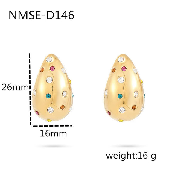 Wholesale Women's Stainless Steel Geometric Retro Fashion Diamond Earrings With Electroplating
