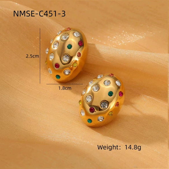 Wholesale Women's Stainless Steel Geometric Retro Fashion Diamond Earrings With Electroplating