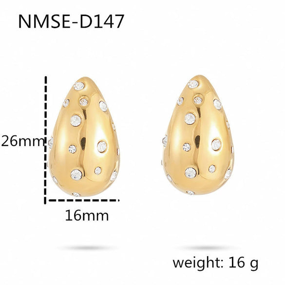 Wholesale Women's Stainless Steel Geometric Retro Fashion Diamond Earrings With Electroplating