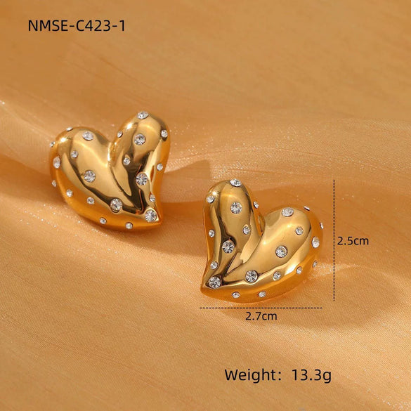 Wholesale Women's Stainless Steel Geometric Retro Fashion Diamond Earrings With Electroplating