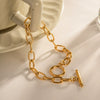 Wholesale Women's Stainless Steel Geometric Retro Gold Ot Buckle Electroplated Bracelet