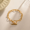 Wholesale Women's Stainless Steel Geometric Retro Gold Ot Buckle Electroplated Bracelet