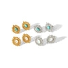 Wholesale Women's Stainless Steel Geometric Retro Highgrade Blue Turquoise Earrings With Electroplating