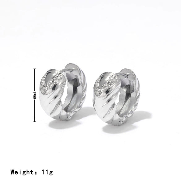 Wholesale Women's Stainless Steel Geometric Retro Light Luxury Earrings With Electroplating