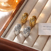 Wholesale Women's Stainless Steel Geometric Retro Light Luxury Earrings With Electroplating