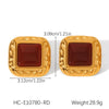 Wholesale Women's Stainless Steel Geometric Retro Pin Earrings With Electroplating