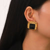 Wholesale Women's Stainless Steel Geometric Retro Pin Earrings With Electroplating