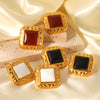Wholesale Women's Stainless Steel Geometric Retro Pin Earrings With Electroplating