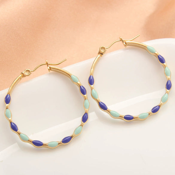 Wholesale Women's Stainless Steel Geometric Retro Temperament Earrings With Electroplating Treatment