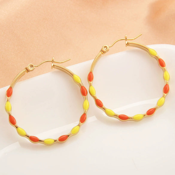 Wholesale Women's Stainless Steel Geometric Retro Temperament Earrings With Electroplating Treatment