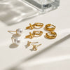 Wholesale Women's Stainless Steel Geometric Rhinestone Beads Earrings With Electroplating Design
