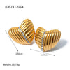 Wholesale Women's Stainless Steel Geometric Ribbed Love Earrings With Diamond Texture And Electroplating