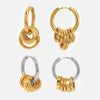 Wholesale Women's Stainless Steel Geometric Ring Earrings With Electroplating And Color Matching Original Design