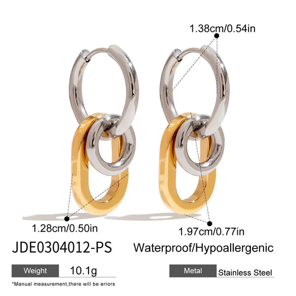 Wholesale Women's Stainless Steel Geometric Ring Pendant Earrings With Electroplating Modern Normcore And French Retro Style