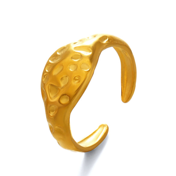 Wholesale Women's Stainless Steel Geometric Ring With Electroplating And Hammer Style