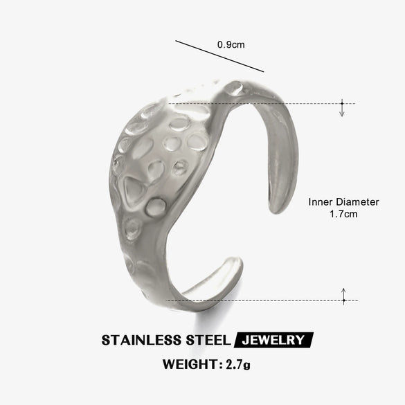 Wholesale Women's Stainless Steel Geometric Ring With Electroplating And Hammer Style