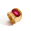 Wholesale Women's Stainless Steel Geometric Ring With Electroplating And Pink Zircon Light Luxury Jewelry