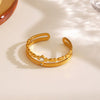 Wholesale Women's Stainless Steel Geometric Ring With Electroplating And Rhinestones