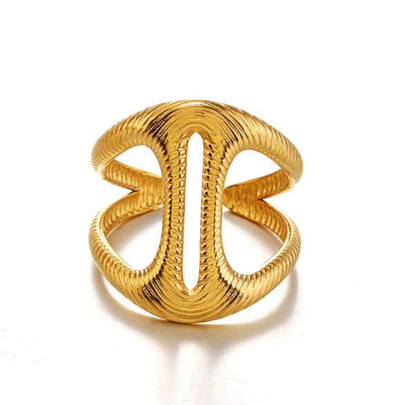 Wholesale Women's Stainless Steel Geometric Ring With Electroplating Simple And Exaggerated Style