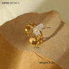 Wholesale Women's Stainless Steel Geometric Ring With Electroplating Treatment And Natural Stone